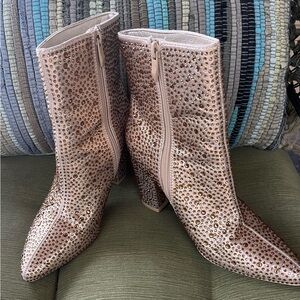 Sparkling Bling/Crystal Studded Heeled Boots